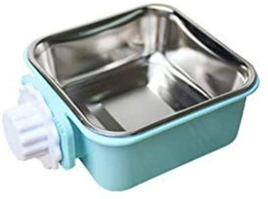 Stainless Steel Pet Crate Bowl Removable Cage Hanging Bowls with Bolt Holder for Pets - blue Stainless Steel Pet Crate Bowl Removable Cage Hanging Bowls with Bolt Holder for Pets - blue